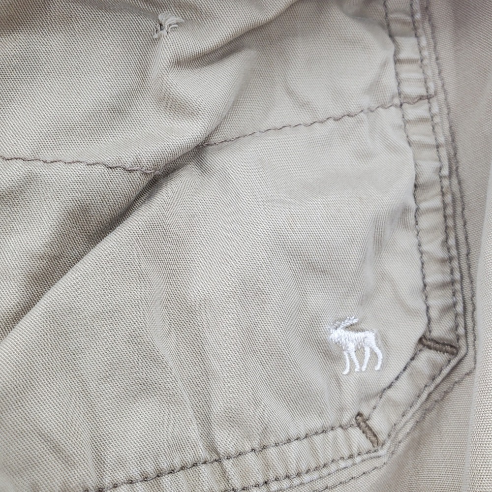 Vintage Abercrombie & Fitch Khaki Cargo Pants Tie Waist S Y2K Low Rise Wide Leg - Picture 10 of 14